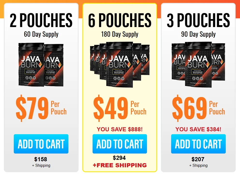 Java Burn Pricing Table